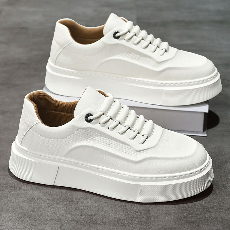 New Men's Breathable White Sneakers for Spring 2026 – Trendy, Versatile, Thick-Soled Casual Skate Shoes