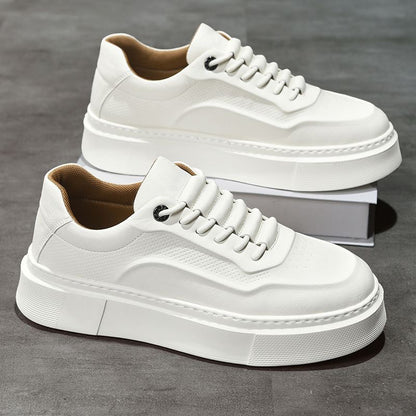 New Men's Breathable White Sneakers for Spring 2026 – Trendy, Versatile, Thick-Soled Casual Skate Shoes
