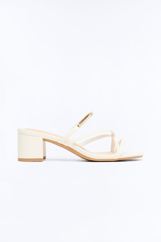 Livia Block Heel Mules - Cream