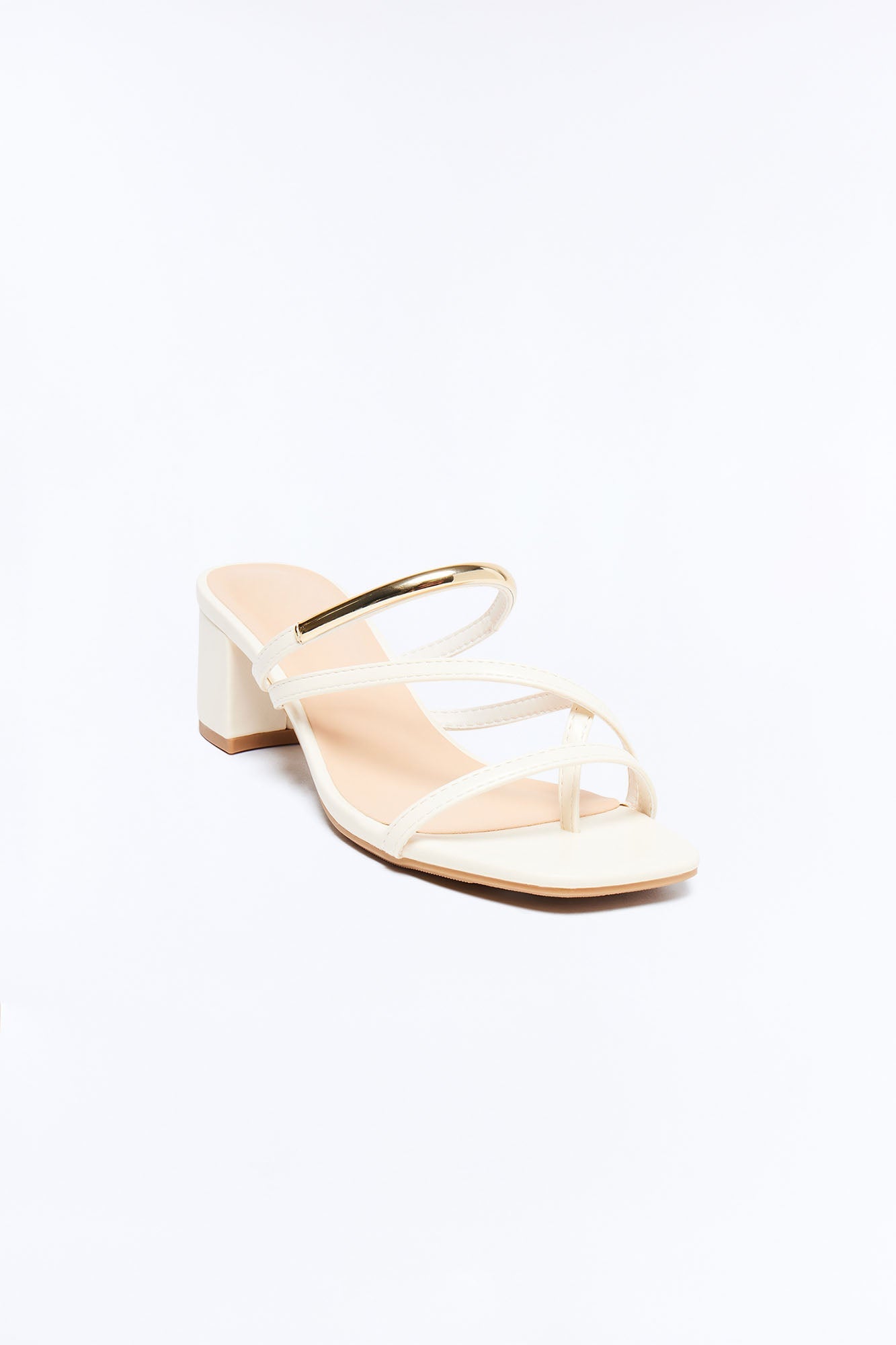 Livia Block Heel Mules - Cream