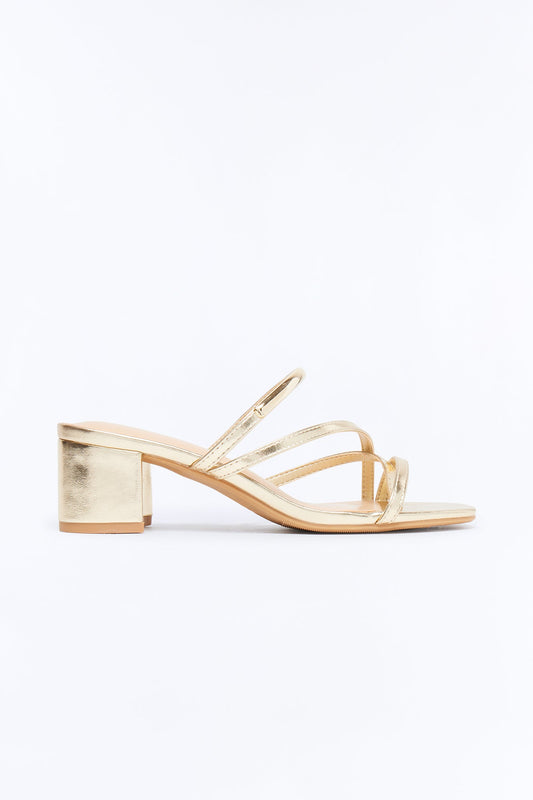 Livia Block Heel Mules - Gold