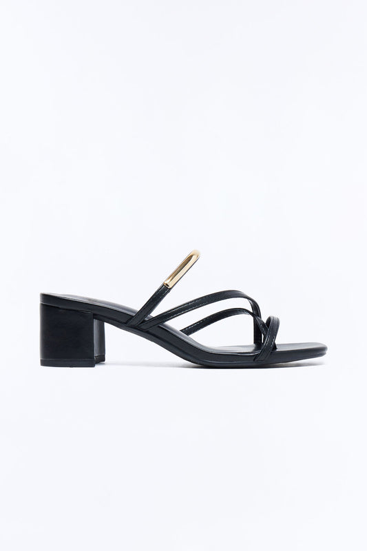 Livia Block Heel Mules - Black
