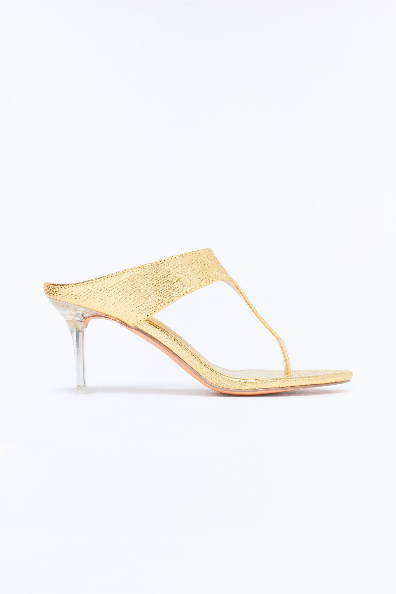 Josefina Metallic Thong Heels - Gold