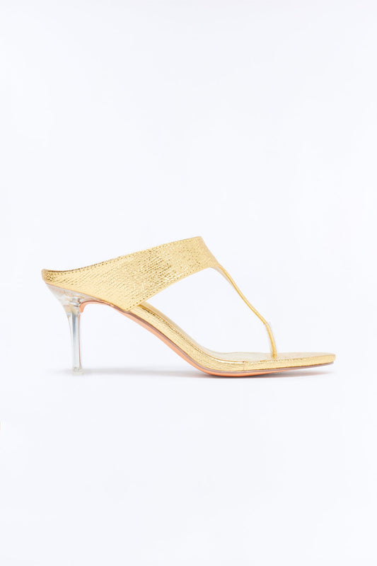 Josefina Metallic Thong Heels - Gold