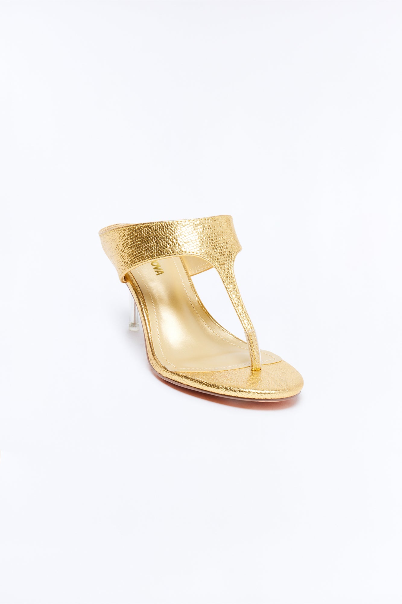 Josefina Metallic Thong Heels - Gold