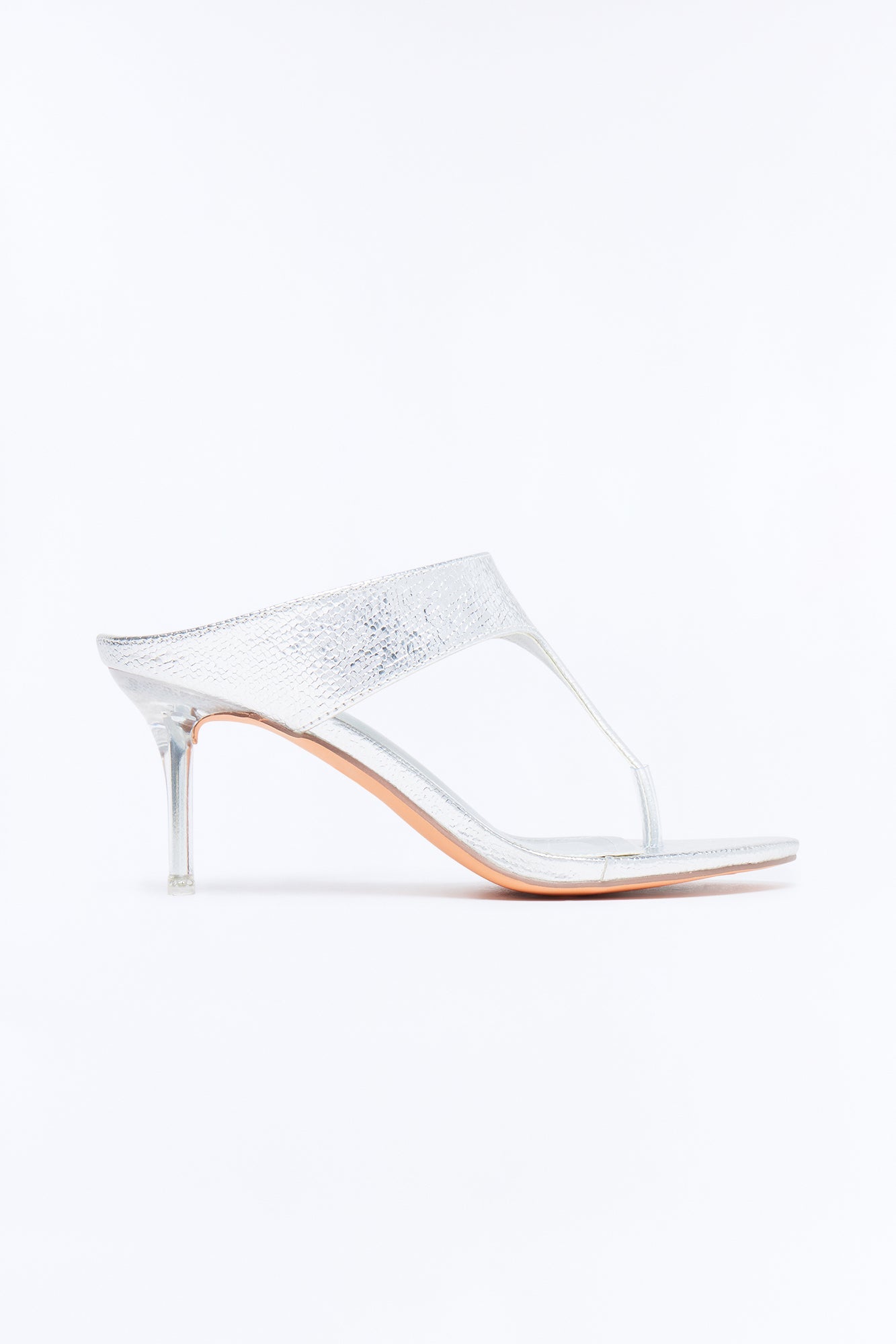 Josefina Metallic Thong Heels - Silver