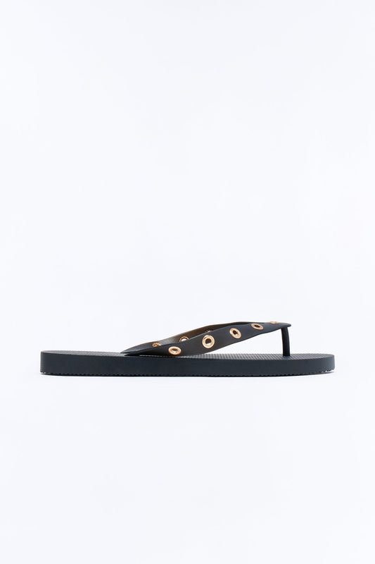 Myle Grommet Flip Flops - Black