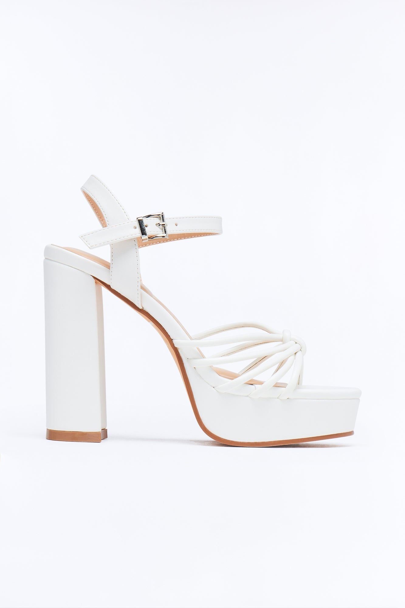Shai Ankle Strap Platform Heels - White