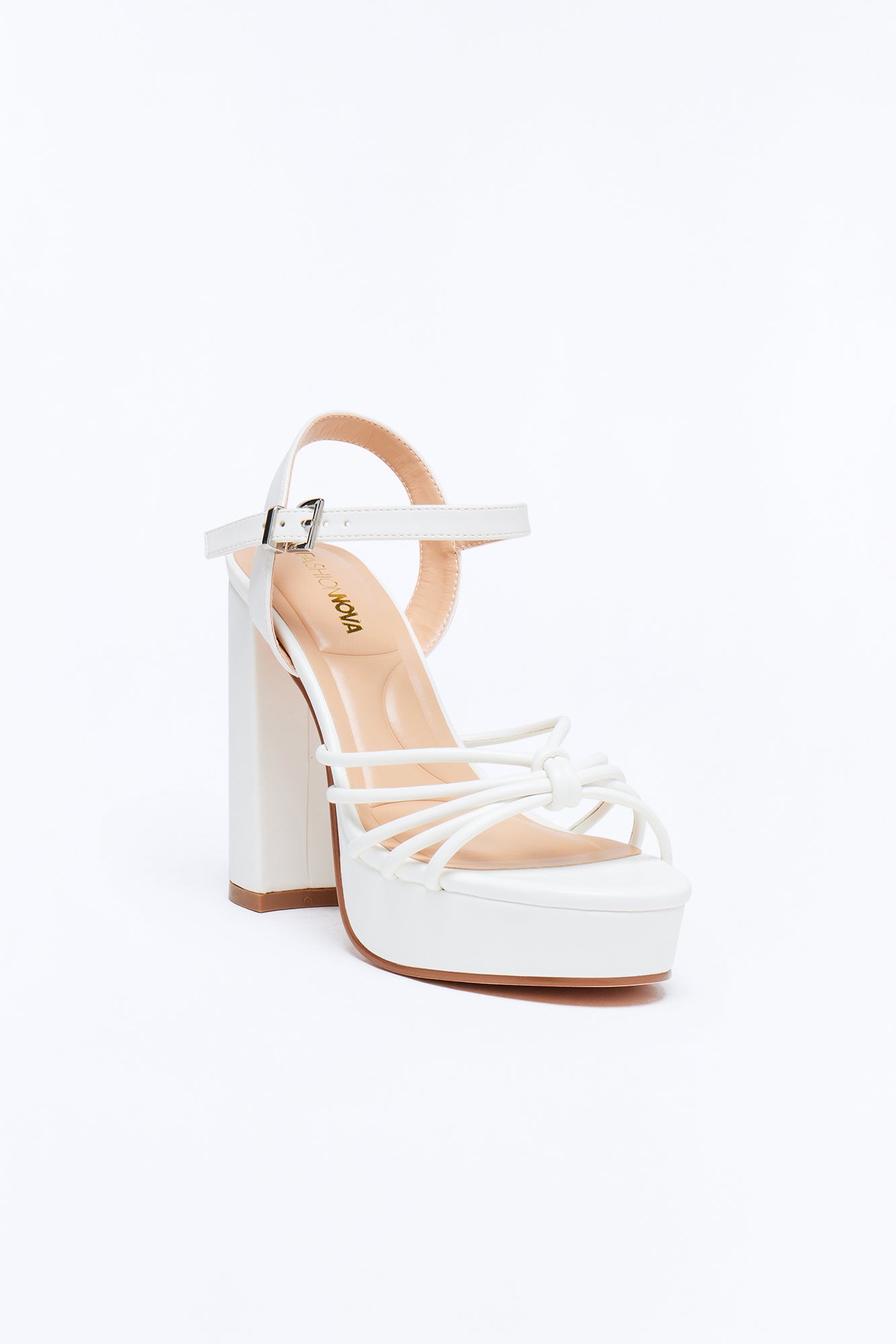 Shai Ankle Strap Platform Heels - White