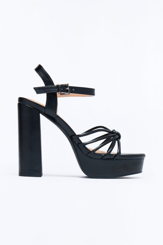 Shai Ankle Strap Platform Heels - Black