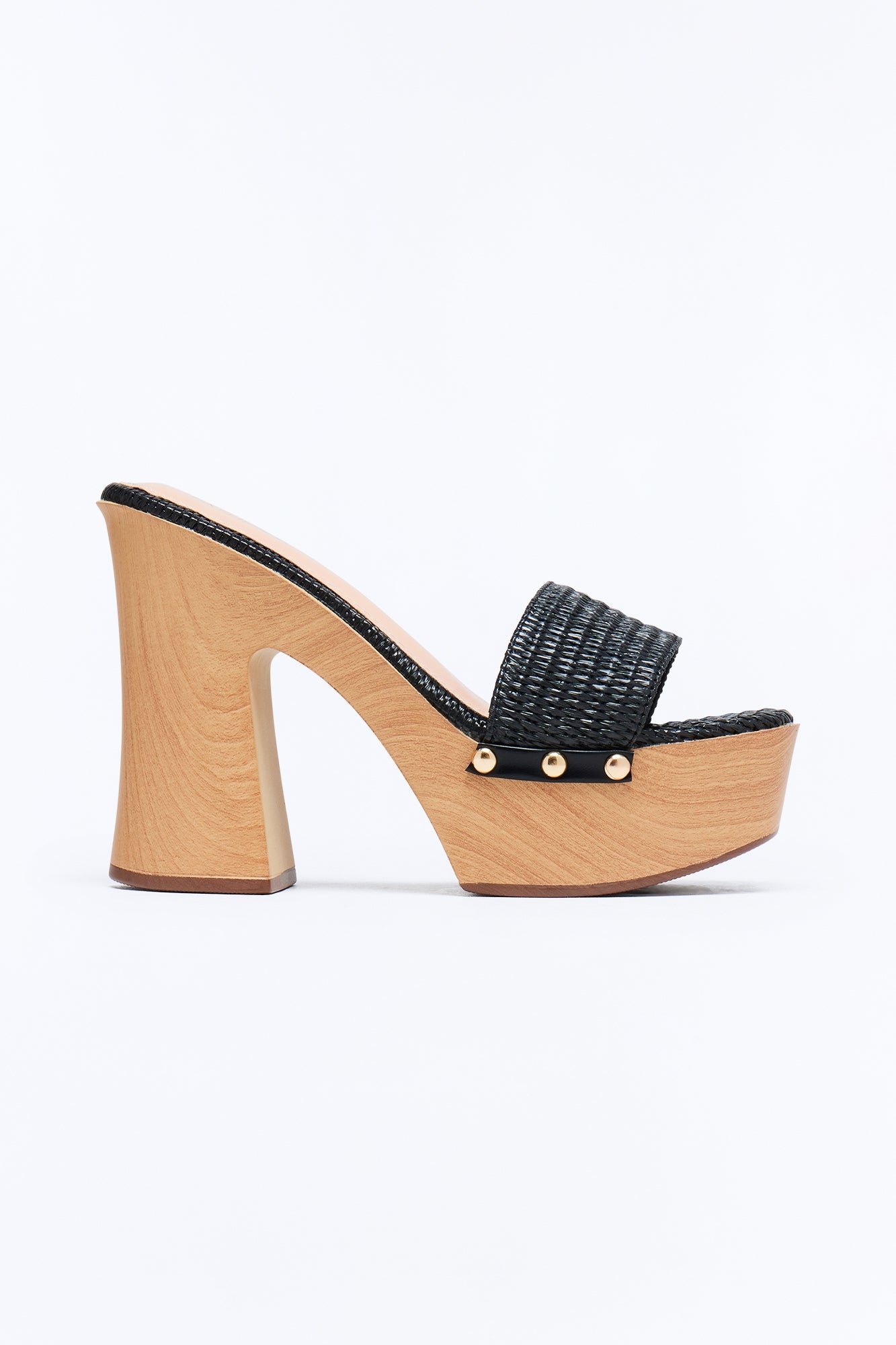 Gennie Wood Platform Heels - Black