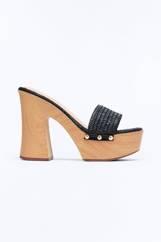 Gennie Wood Platform Heels - Black