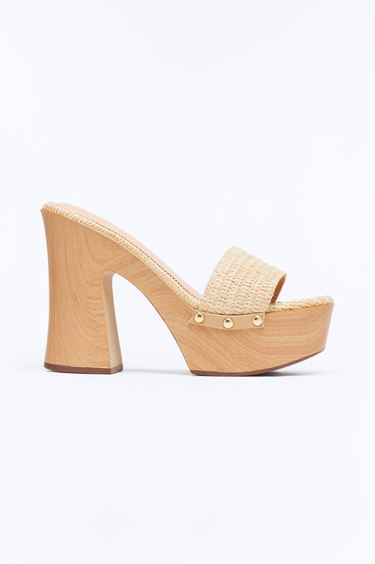 Gennie Wood Platform Heels - Natural