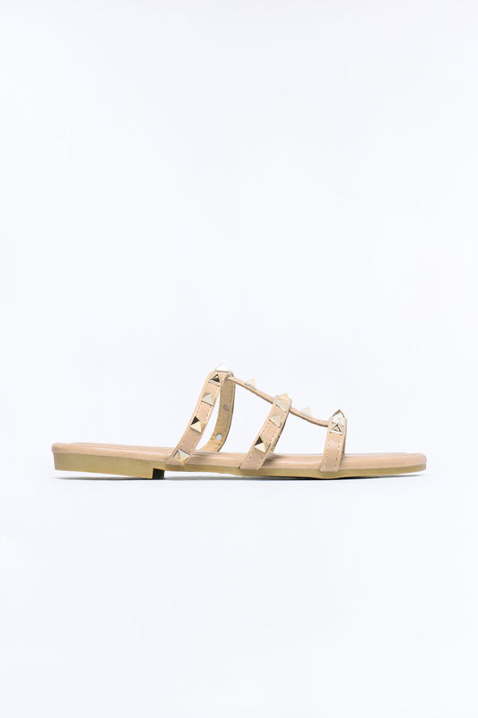 Cambria Studded Sandals - Beige