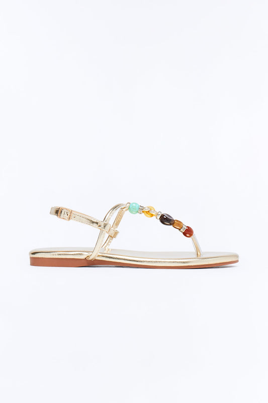 Frana Stone Strappy Sandals - Gold