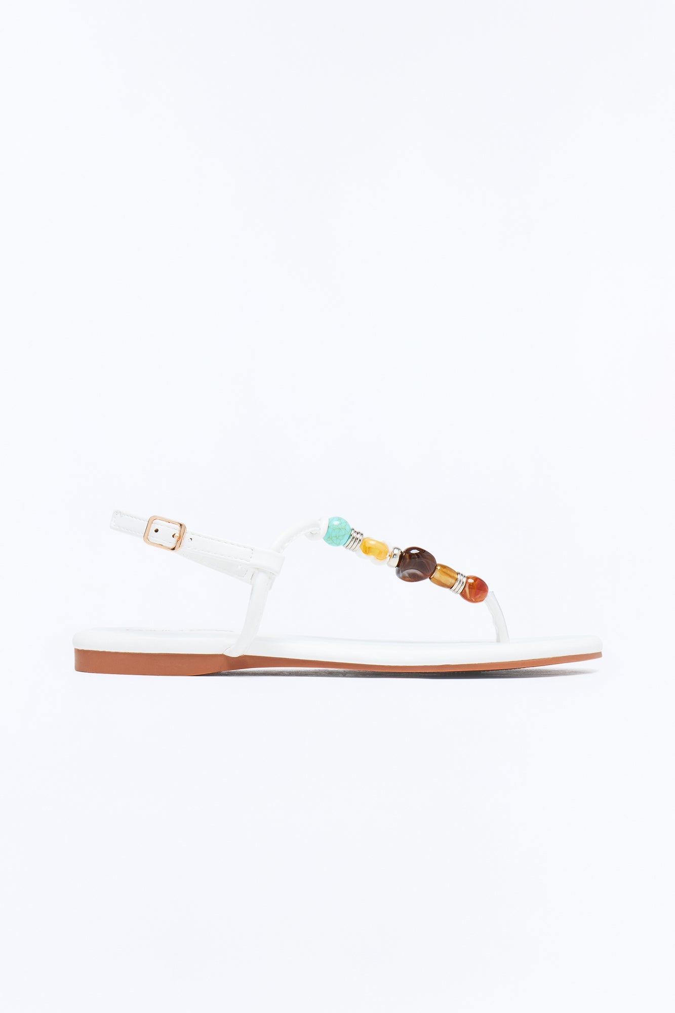 Frana Stone Strappy Sandals - White