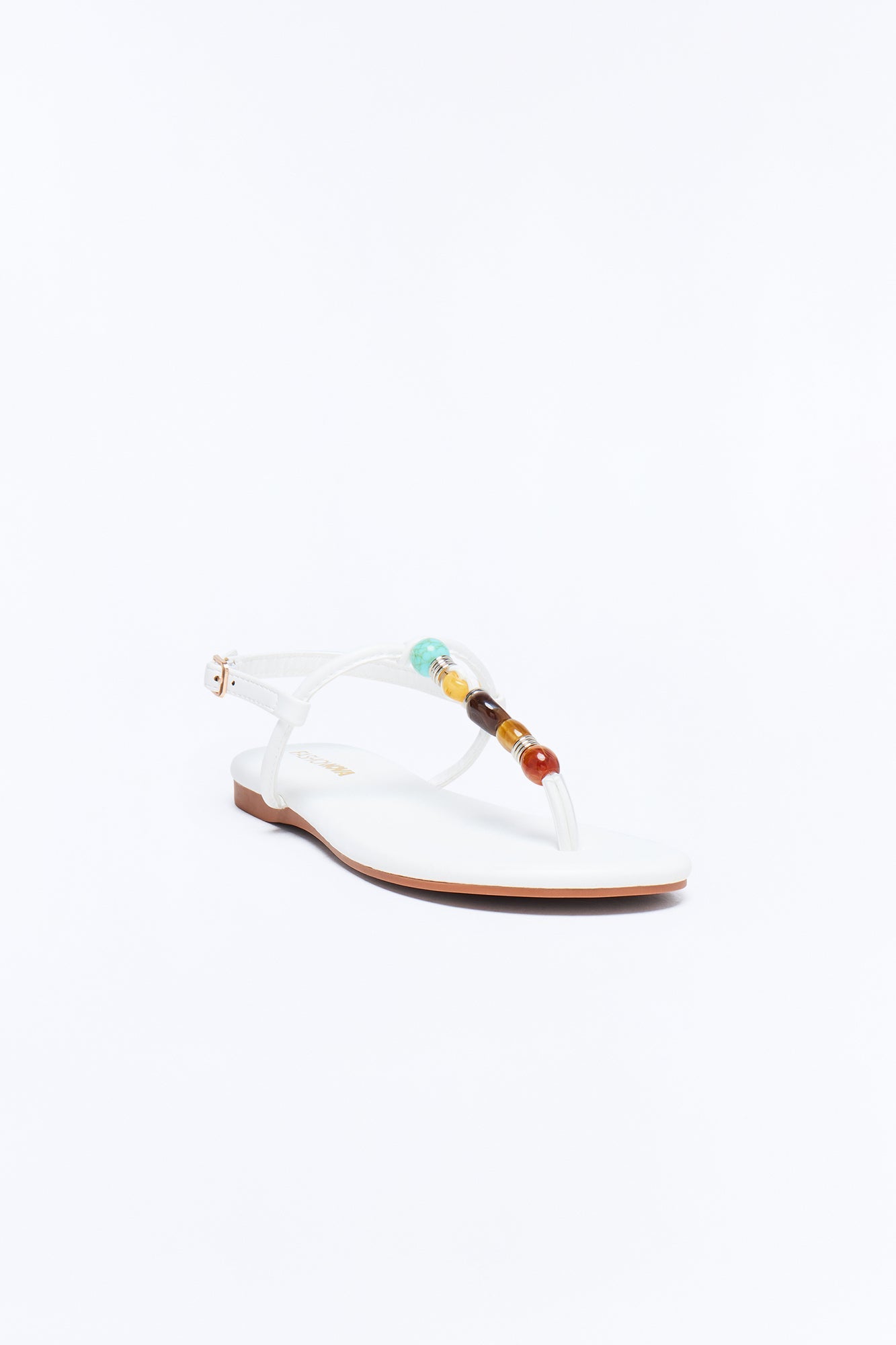 Frana Stone Strappy Sandals - White