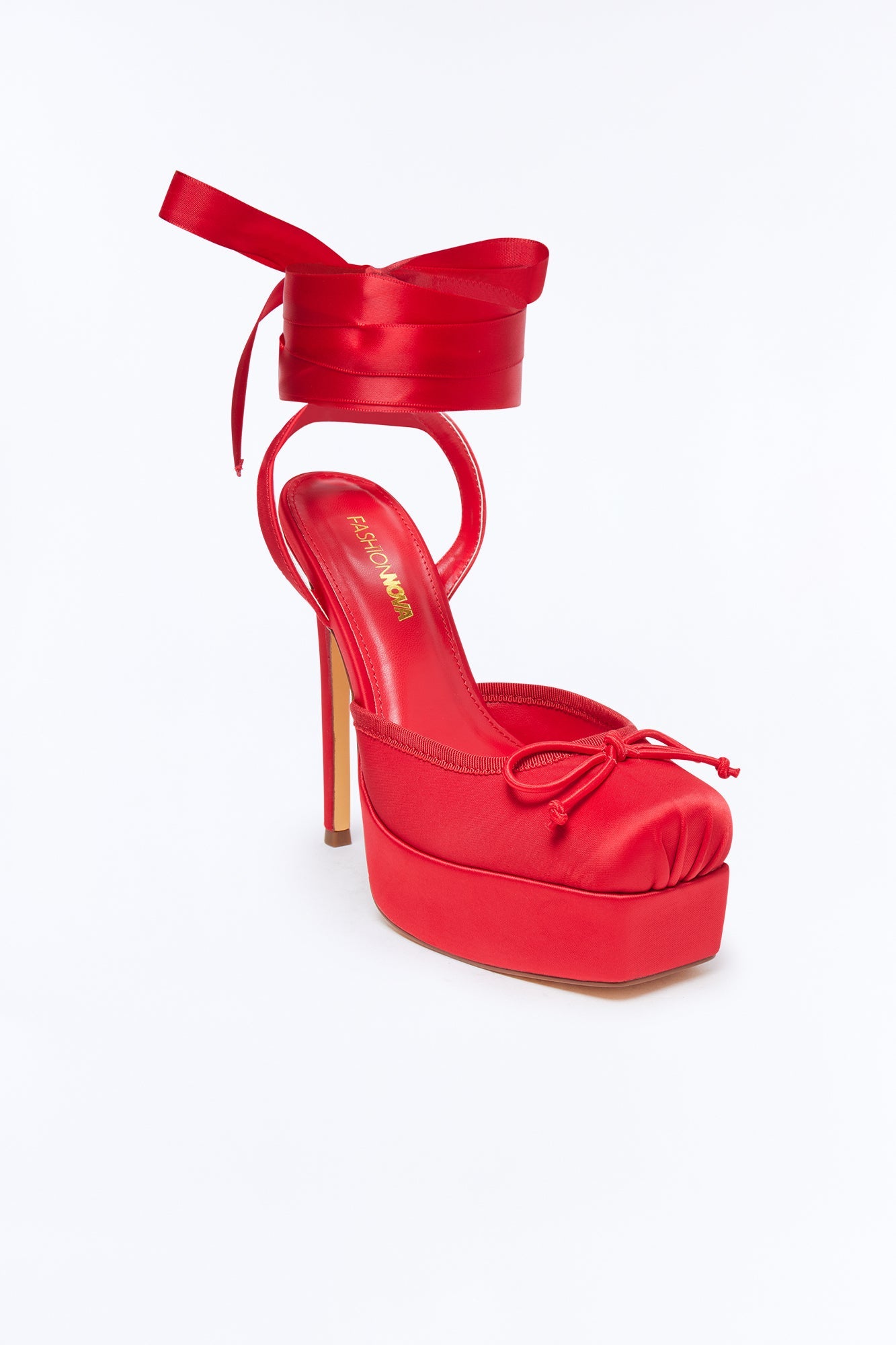 Lyrical Ballet Wrap Up Platform Pumps - Red
