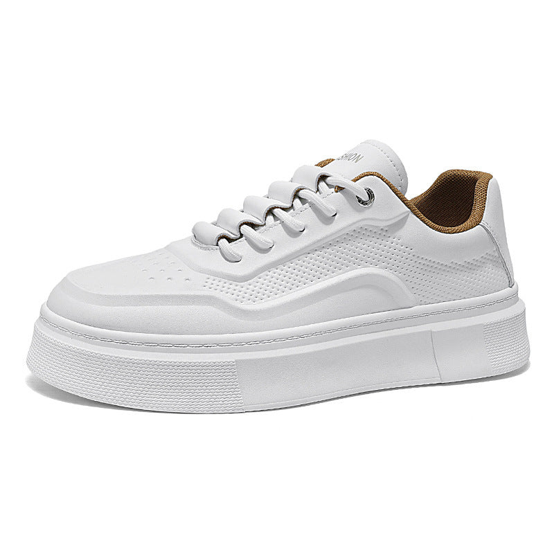 New Men's Breathable White Sneakers for Spring 2026 – Trendy, Versatile, Thick-Soled Casual Skate Shoes