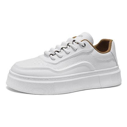 New Men's Breathable White Sneakers for Spring 2026 – Trendy, Versatile, Thick-Soled Casual Skate Shoes