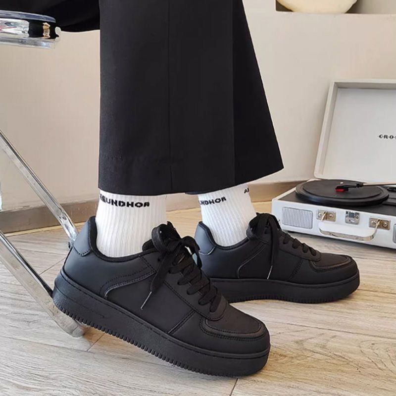 Men's Black High-Street American-Style Skate Sneakers – Versatile, Trendy, and Casual (New Spring 2025 Collection)